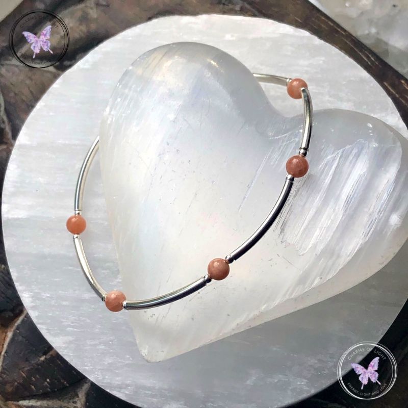 Sunstone & Silver Bangle Bracelet